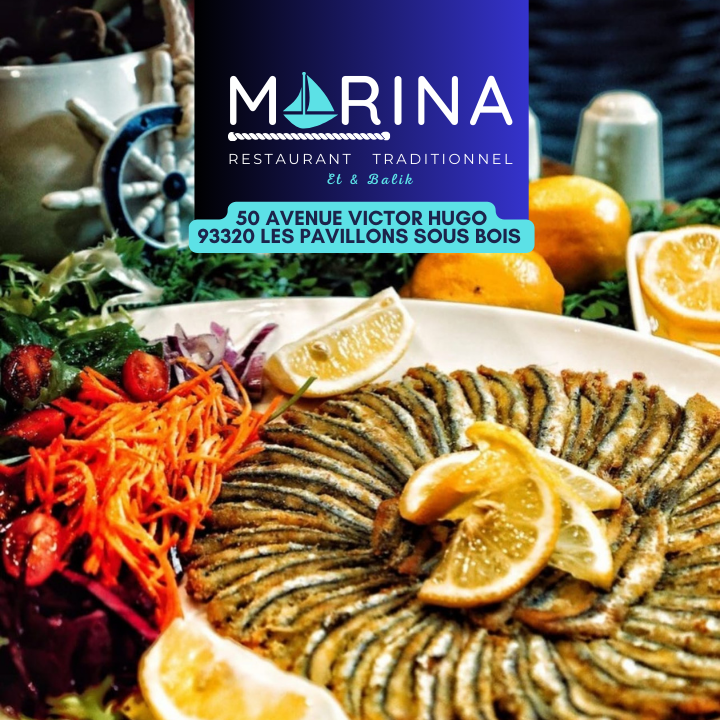 Plat d'anchois frits à la poêle, Hamsi Tava, spécialité du restaurant Marina à Les Pavillons-sous-Bois. Un plat de poisson frais et savoureux, idéal pour les amateurs de cuisine méditerranéenne.